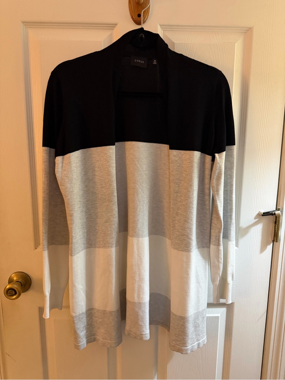 Cyrus Color Block Cardigan Black White Gray